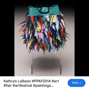 RARE Vintage Kathryn Laibson Handmade Leather Fringe Colorful Whimsical Bag